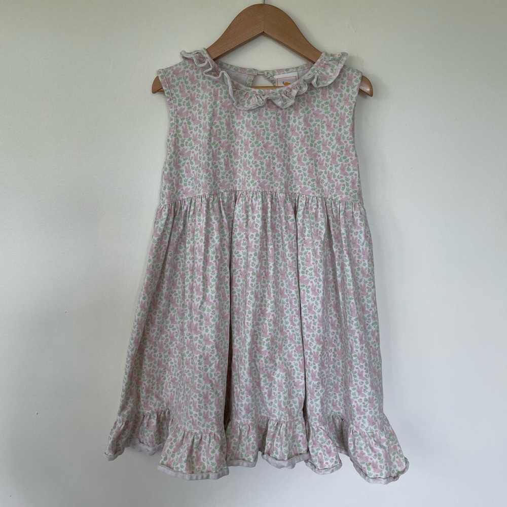Stitchy Fish Bunny Print Ruffle Collar Dress